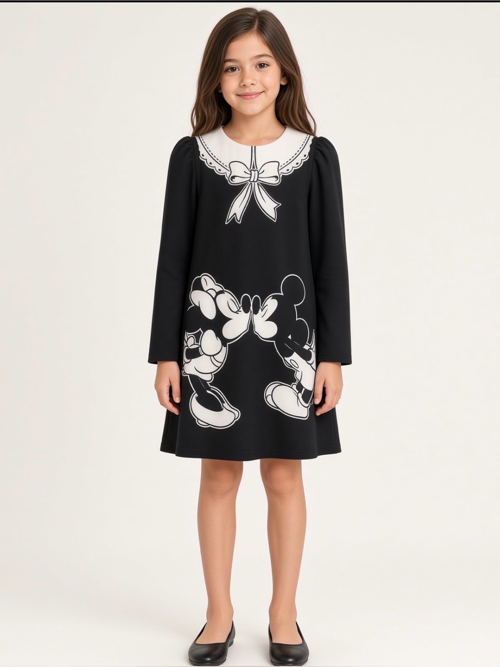 Monnalisa Disney Mickey Minnie Dress Girls Size 8 Black